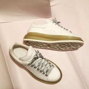 Alexander McQueen Larry Oversized Transparent Jelly Glitter Sole Sneakers White